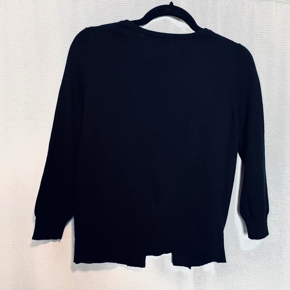 Banana‎ Republic Black Embellished Ruffle Trim Cardigan Sweater Size Small - Picture 4 of 8